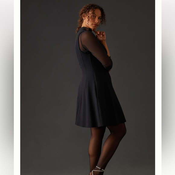 nwt ANTHROPOLOGIE | Maeve Layered Sheer Mini Dress | Little Black Dress | Small - Picture 5 of 13